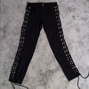 Black Lace Up Pants